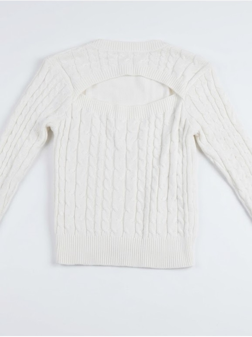Women’s Cable Knit Cutout Front Sweater - White